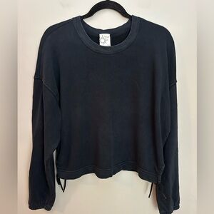 Offline By Aerie Cropped Weekend Side Tie Sweatshirt Medium Washed Black
